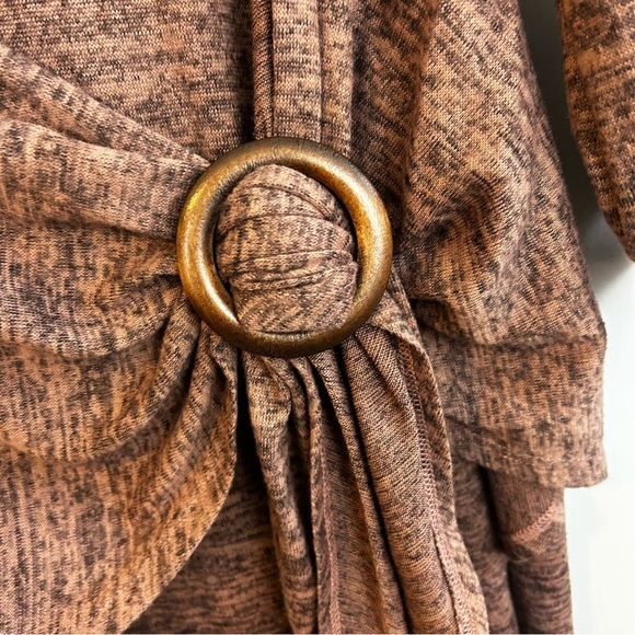 NWT Showy & Cozy Sweater Long Sleeve Tie Waist Maxi Dress Tan/Brown Size Small - Picture 5 of 13